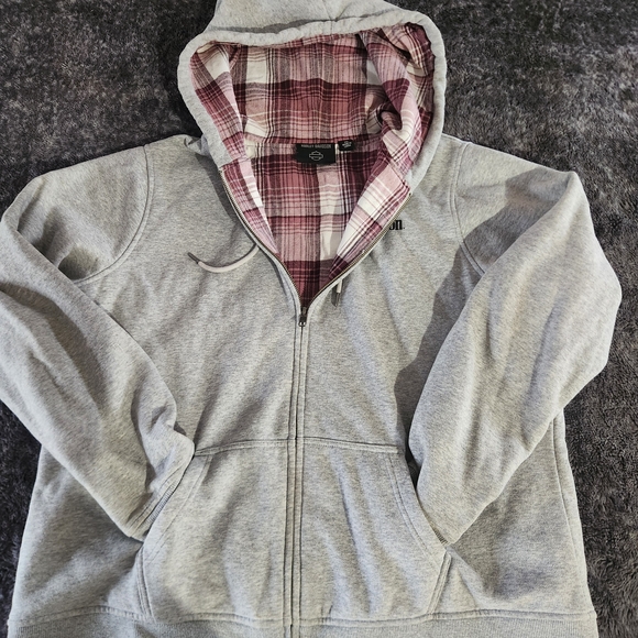 Harley-Davidson Tops - Harley-Davidson Gray Jacket with Pink Plaid Interior Size XXL